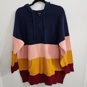 Cozy Colorful Striped Hoodie Sweater Size 3 Torrid Fall Winter Staple